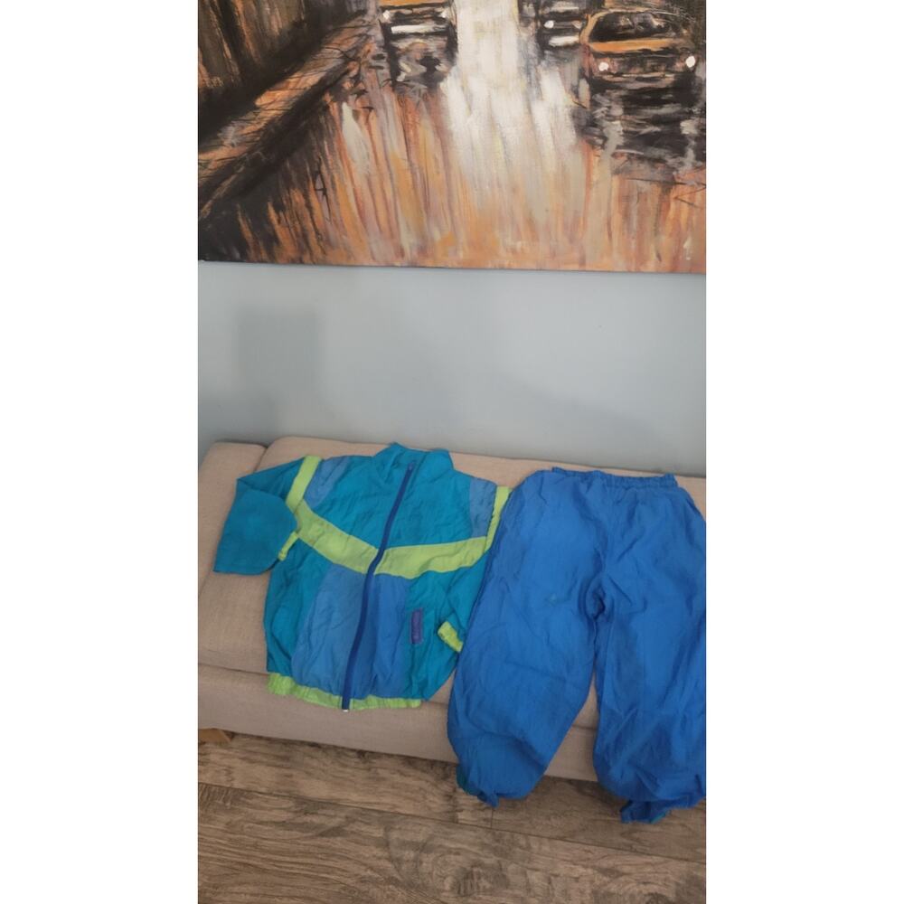 Jordache Blue and Lime Kids Matching Windbreaker Set
